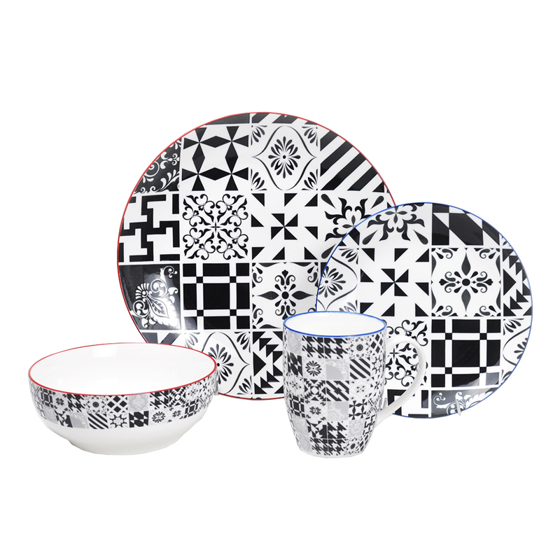 16pcs porcelain dinnerware set with PAD printing