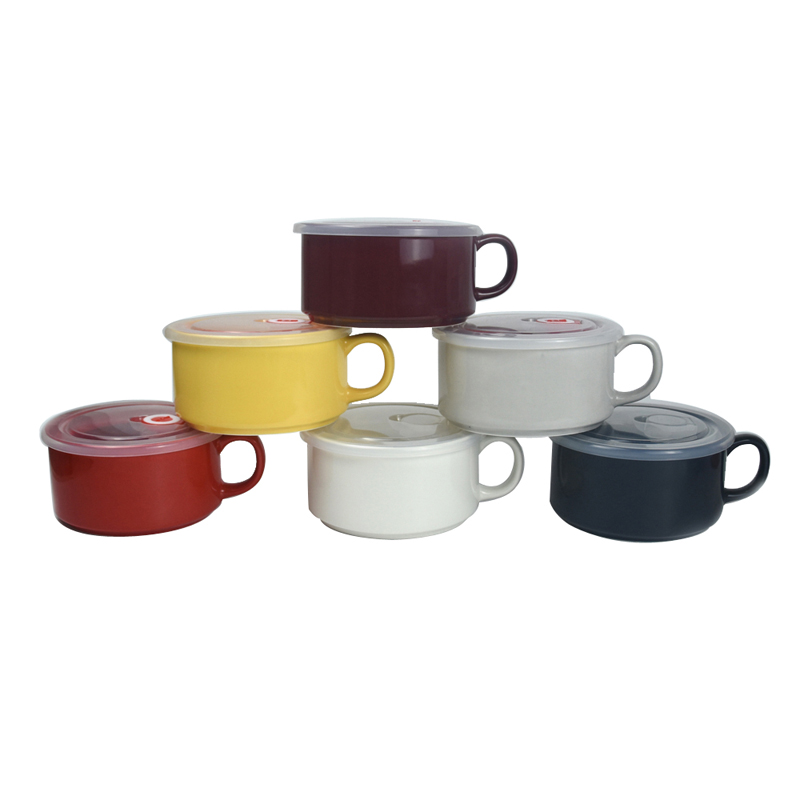 Ceramic soup mug, stoneware with decal