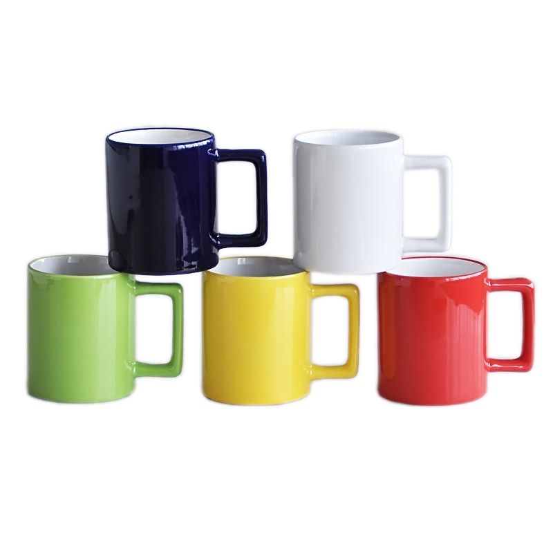 Hot Sale Square Handle Solid Color Ceramic Coffee Mug