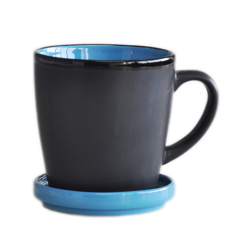 12oz Two-Tone Ceramic Mug with Lid