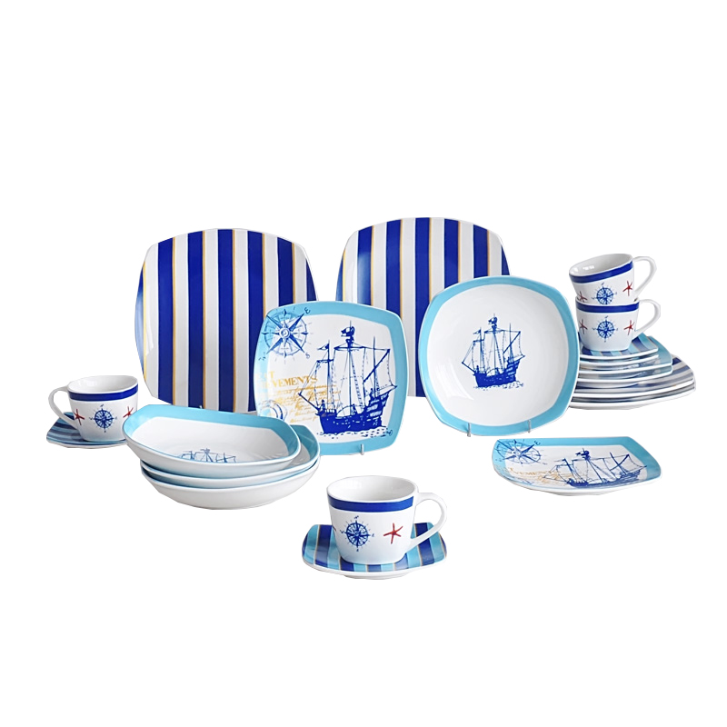 20pcs ceramic dinnerware set with decal,porcelain dinner set with custom's design,square shape 