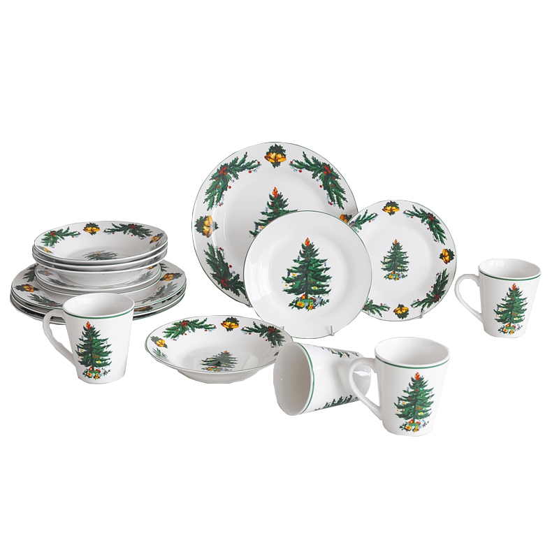 stock 16pcs porcelain dinner set with full decal printing