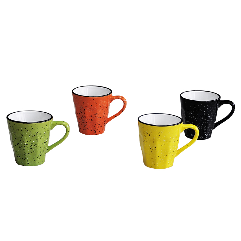 9oz coffee mug wit 2-tone color,low price promotional solid color ceramic coffee mug