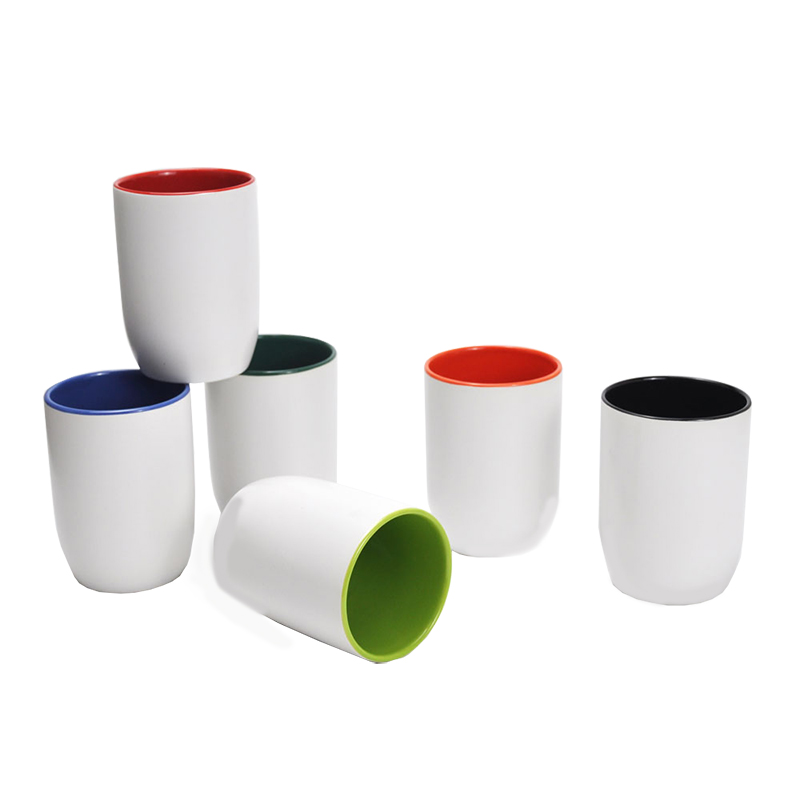 ceramic belly shape coffee mug,stoneware mug with two-tone solid color,ceramic double wall mug